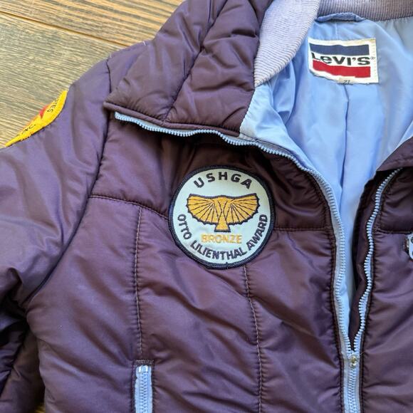 Vintage Levi’s USHGA Hang Gliding Jacket USA Made 70s 80s Plum Blue Puffer 12 - Picture 4 of 13